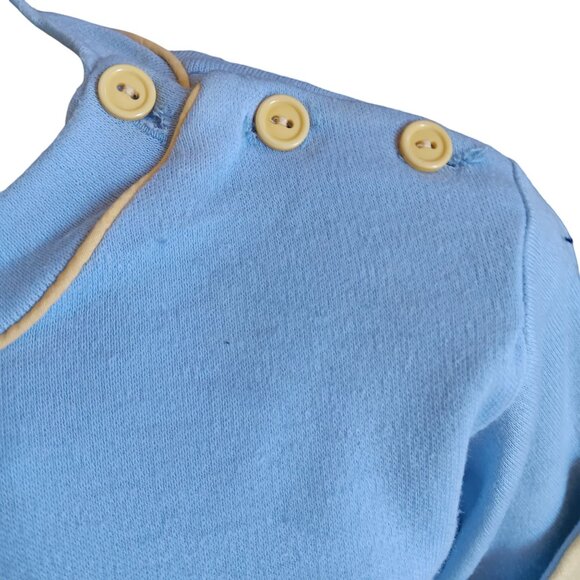 Small Vintage 80's T-Shirt Button Shoulder Top Cream Rolled Cuffs New Wave USA - Picture 4 of 7